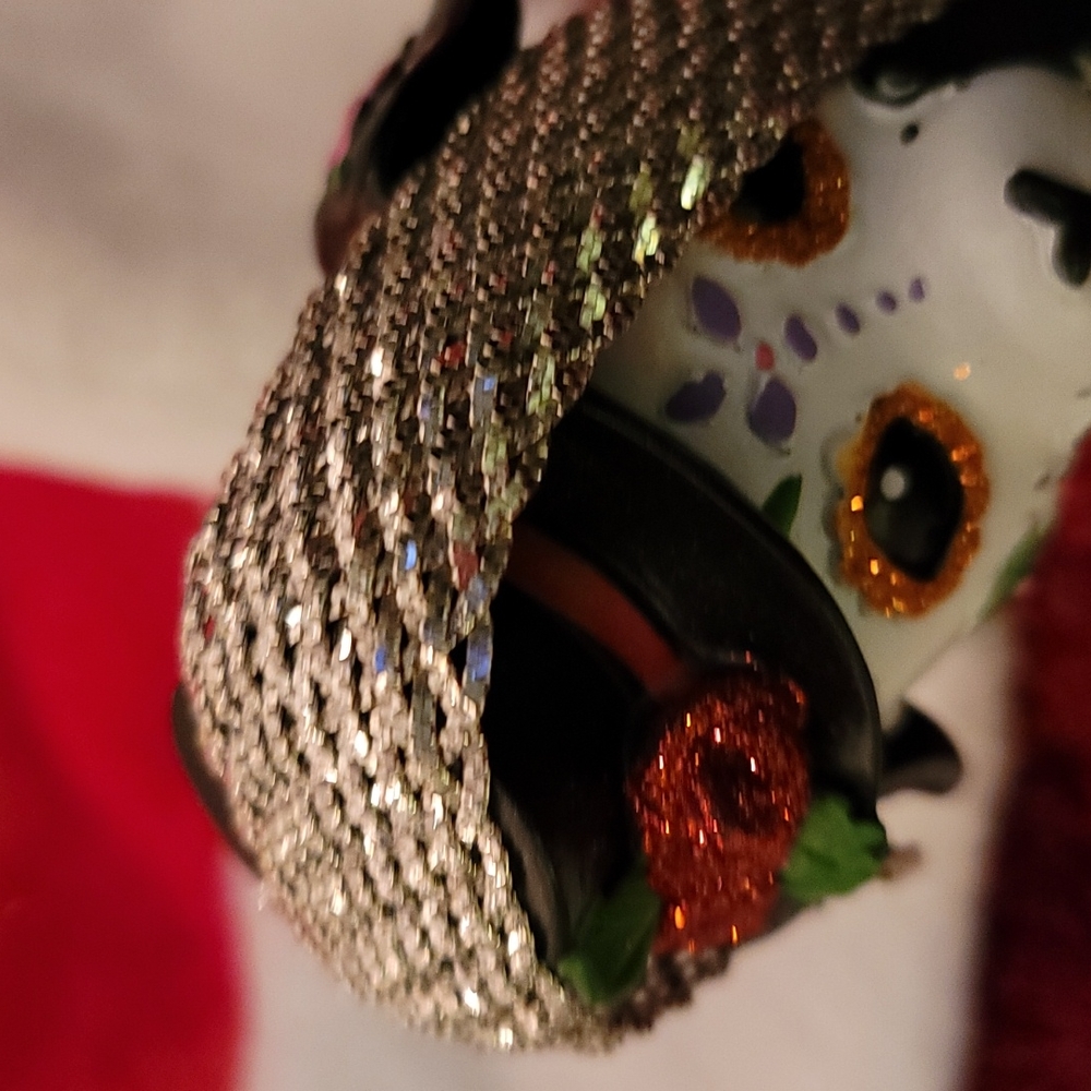 925 SS Sparkle Silk Weave Wide Fluid Cuff